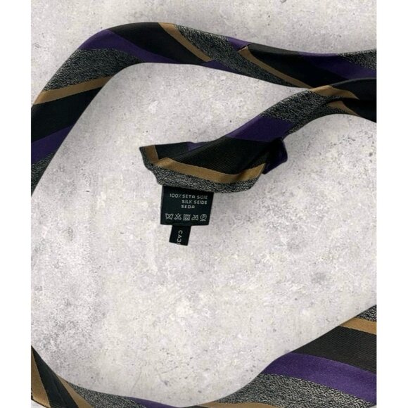 Z ZEGNA Silk Tie ITALY Black Purple Gold Striped W:3.2" EUC - Picture 3 of 6